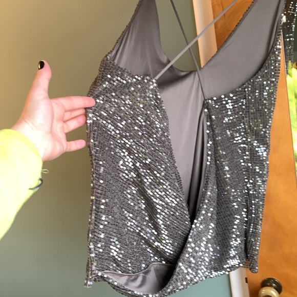 Express sexy cross cross sequin tank - Picture 2 of 4